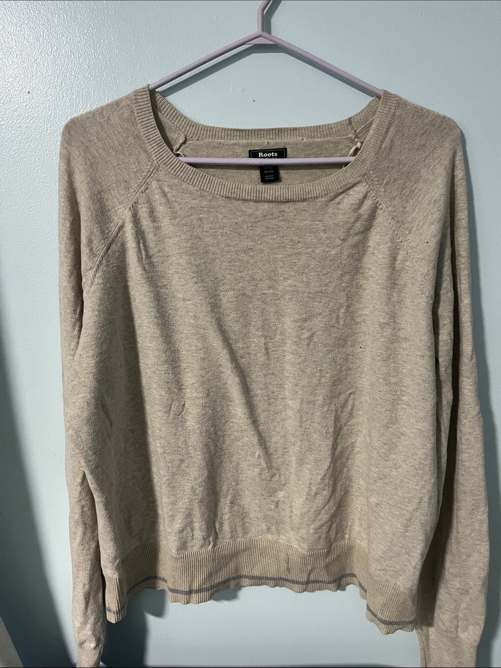 Roots Neutral Tan Crewneck Sweater